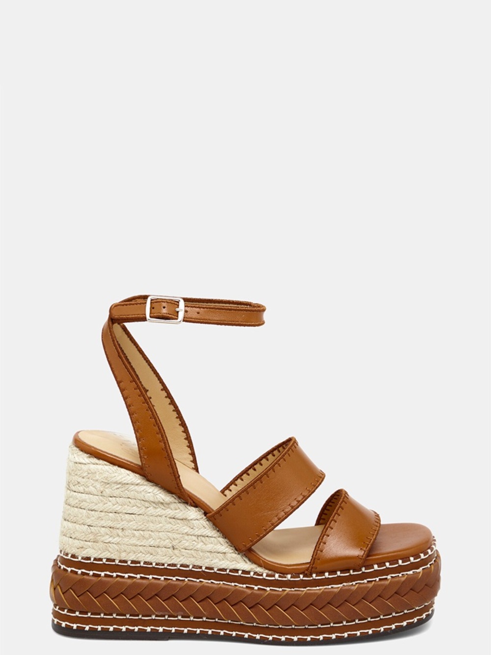 Castaner Tan Leather Espadrille Wedge Sandals - Picture 6 of 11